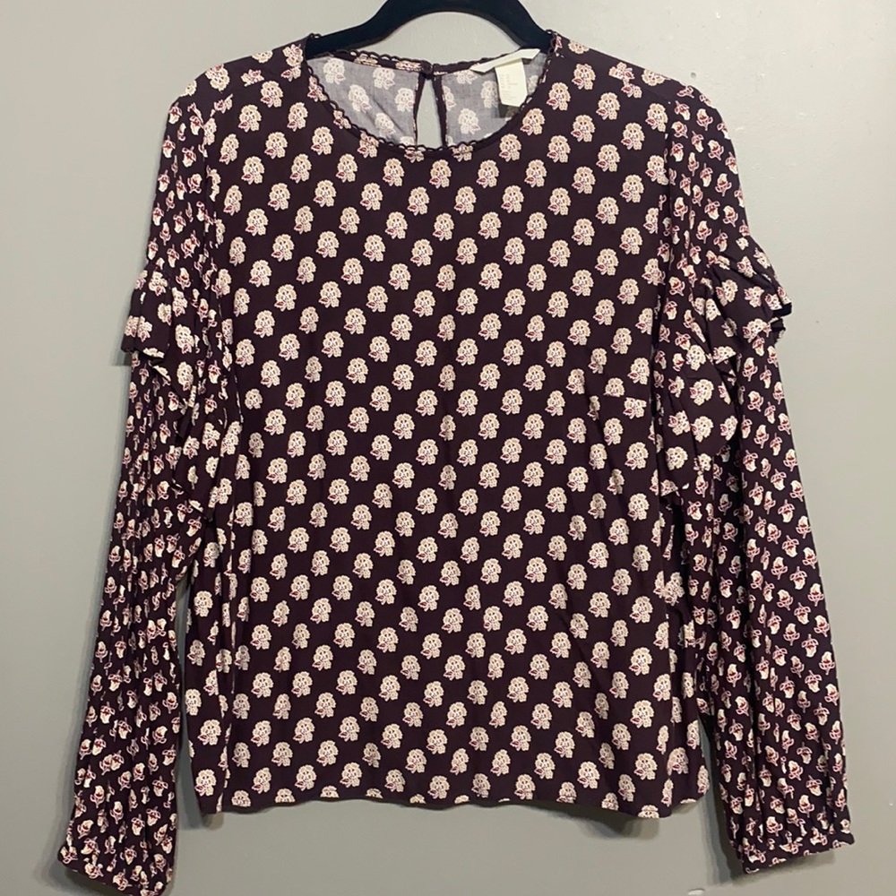 H&M 10 purple floral long sleeve